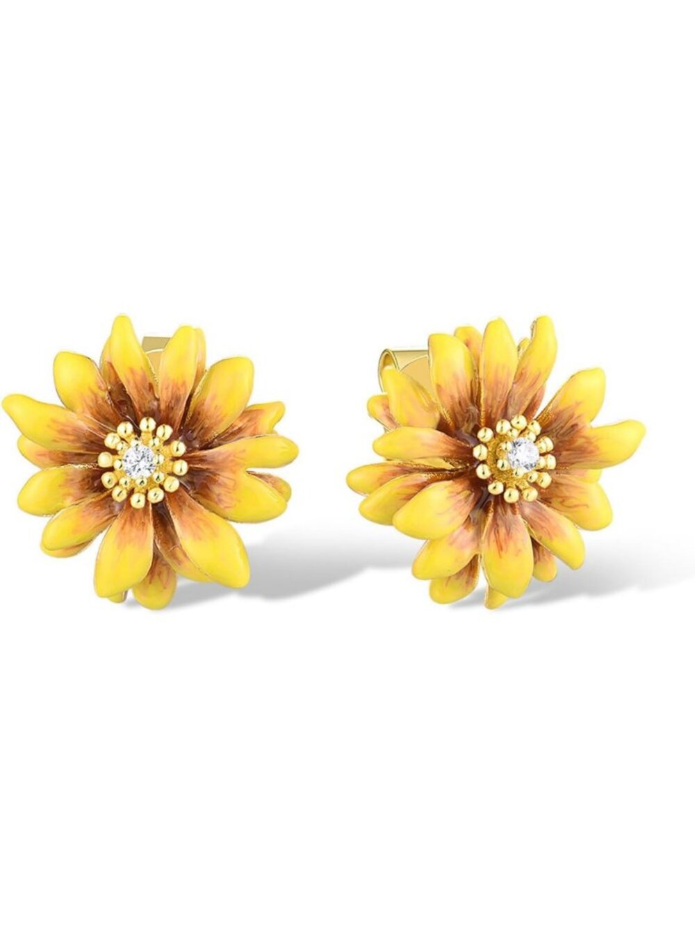 925 Sterling Silver Enamel Flower Earrings - Elegant Floral Design